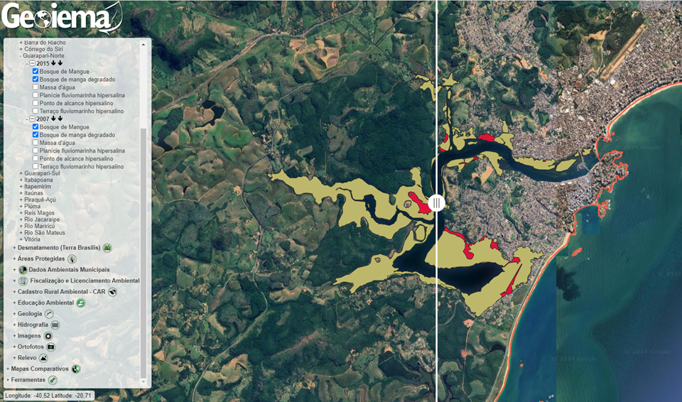 GEOIEMA: plataforma traz atualizações com dados sobre manguezais no Espírito Santo e novas ferramentas